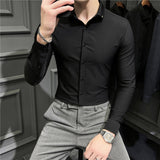 Men Shirts Lapel Long Sleeve Shirt