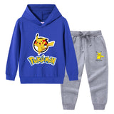 Children Pokemon Pikachu Hoodie & Pant Set Hooded Sweater Trousers Two-Piece Baby Cotton Sweater Set