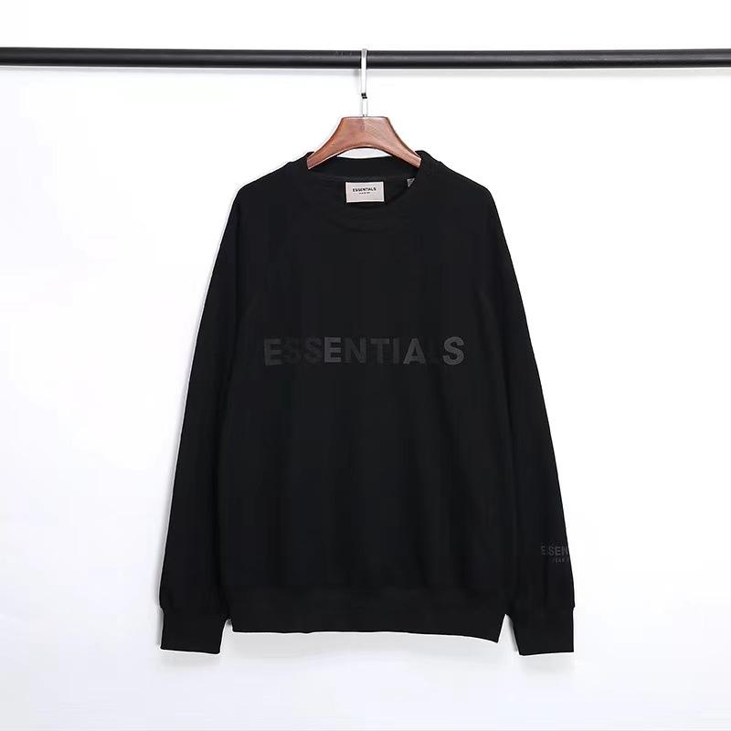 Fog Essentials Sweatshirt Fear Of God Fog Double Line Essentials Three-Dimensional Letter Terry Round Neck Sweater for Men