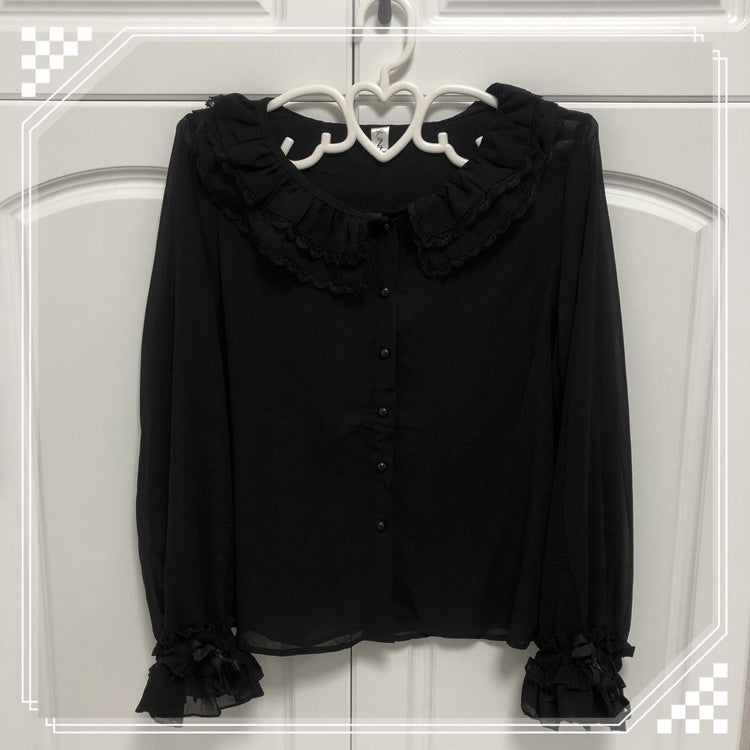 Gothic Lolita Harajuku Style Clothing Autumn Versatile Lolita Inner Solid Color Shirt
