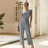 Beth Dutton Outfits Summer Floral Jumpsuit Casual Straight-Leg Cropped Pants
