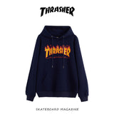 Thrasher Hoodie Flame Sweater Autumn and Winter Sports Loose Hooded