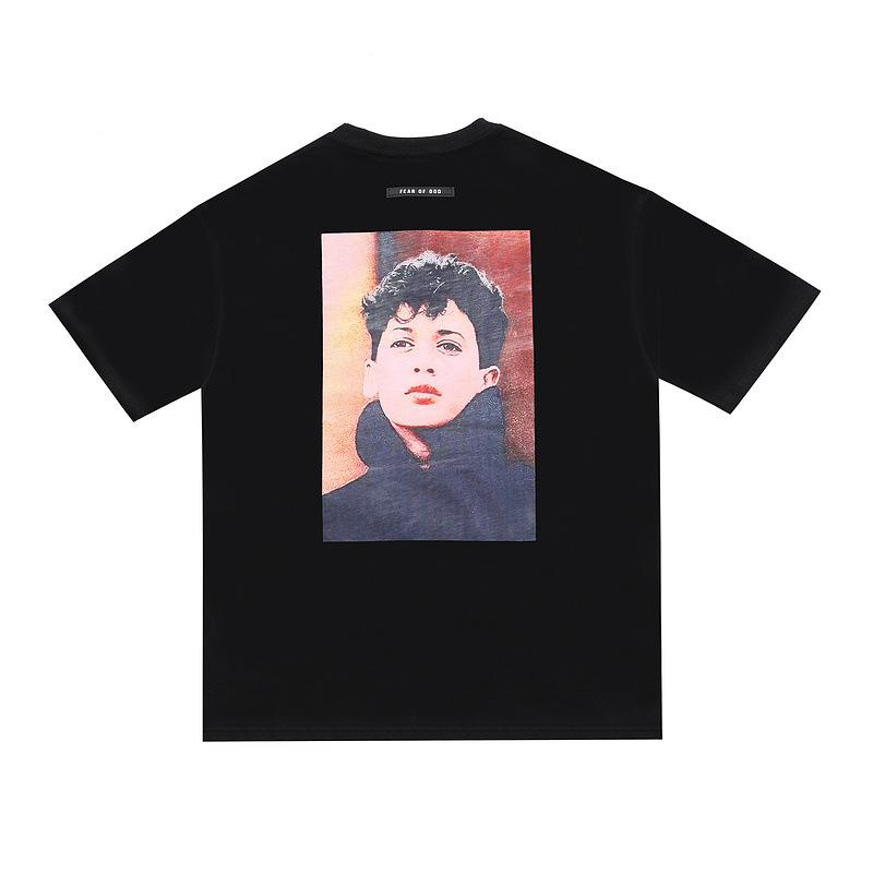 Fog Tops Summer Retro Avatar Short Sleeve Tshirt Men and Women Loose Half Sleeve Fear Of God