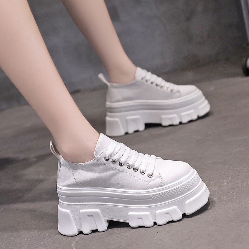 Cow Print Hey Dude Shoes Cow Pattern Canvas Shoes Women's Lace-up Height Increasing Insole Casual Sneakers