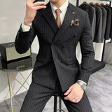 Seersucker Suit Striped Double Breasted Suit