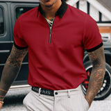 Polo Shirts Solid Color Polo Zipper Men's Polo Shirt T-shirt