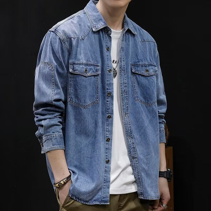 Denim Shirts Spring and Autumn Coat Men's Casual Loose Shirt