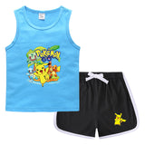 Children Pokemon Pikachu Tshirts & Shorts Casual Sports Undershirt Suit Neutral