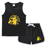 Children Pokemon Pikachu Tshirts & Shorts Casual Sports Sweat-Absorbent Suit Neutral