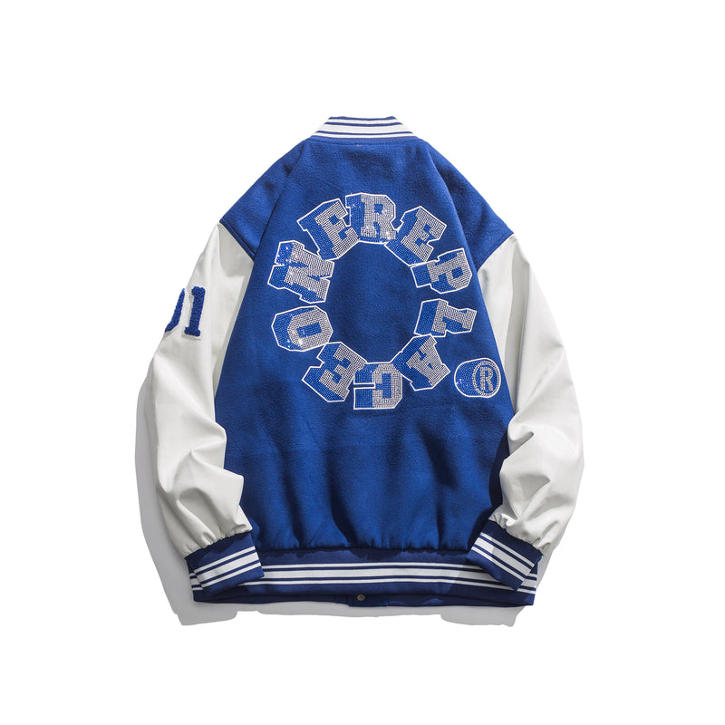 Men Baseball Jacket Spring Stitching Baseball Uniform Men Loose Jacket Coat