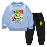 Children Pokemon Pikachu Hoodie & Pant Set Sweater Set Two-Piece Cotton