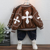 Toddler Boys Jackets Boy's Leather Jacket Coat Children's Baseball Uniform