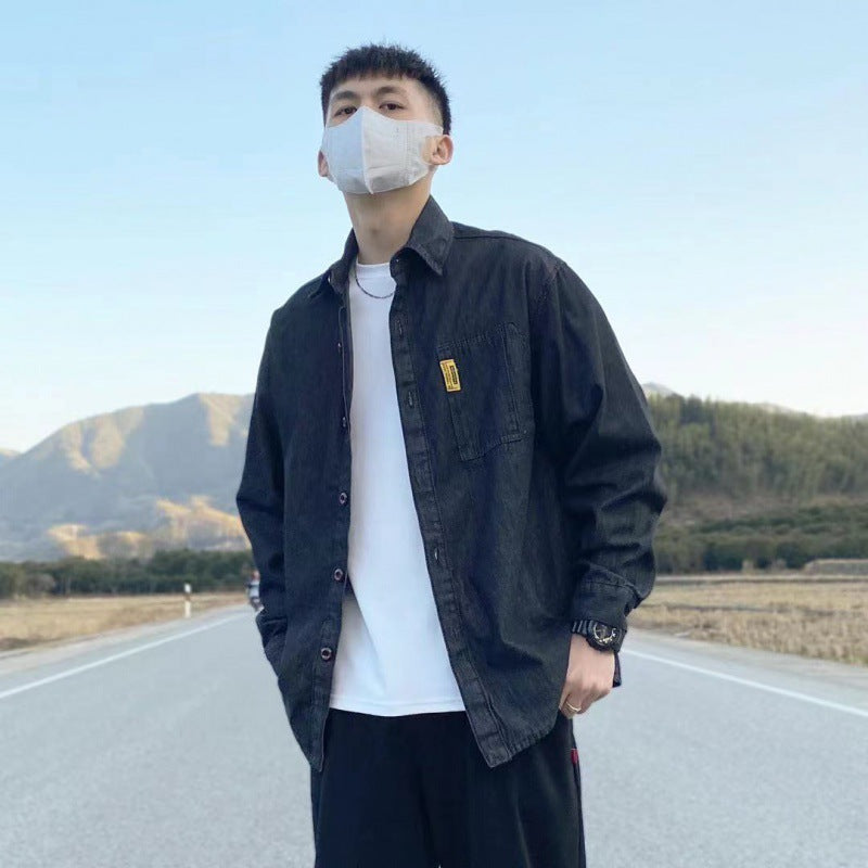 Denim Shirts Denim Long-Sleeved Shirt Men's Loose Spring Autumn Wear Casual Jacket