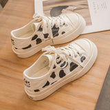 Cow Print Hey Dude Shoes Big Head Canvas Shoes for Women Platform White Shoes