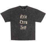 Present T Shirt Distressed Letters Printed Loose Couple round Neck