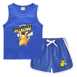 Children Pokemon Pikachu Tshirts & Shorts Leisure Sports Suction Suit Neutral