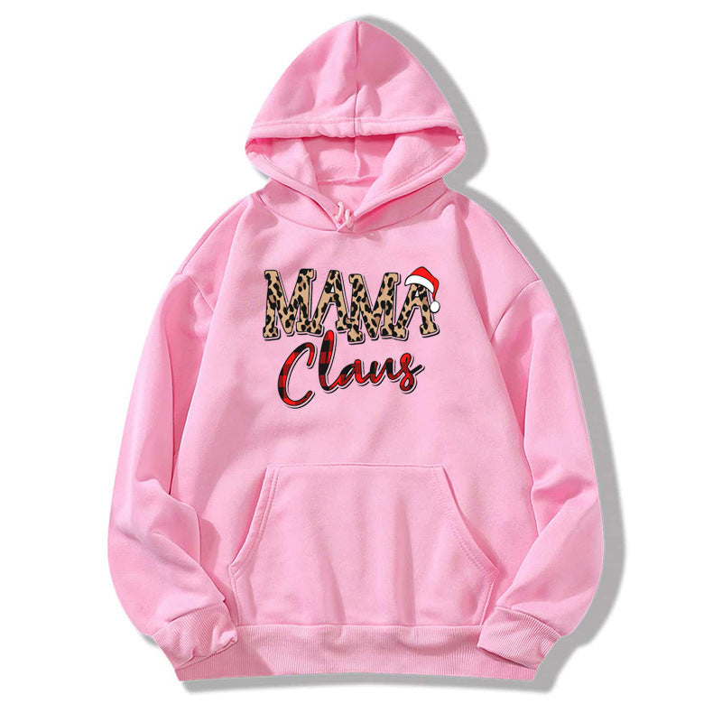 Boy Mama Hoodie Leopard Print Christmas Print Hooded Hoodie