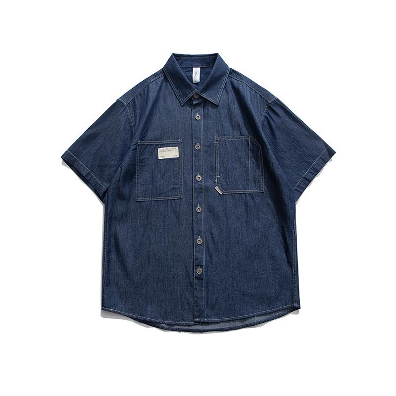 Men T Shirt Summer Casual Tops Men's Clothes Summer Wear Retro Men's Lapel Shirt Casual Denim Cargo Pants Shirt Trendy Men