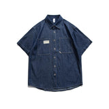 Men T Shirt Summer Casual Tops Men's Clothes Summer Wear Retro Men's Lapel Shirt Casual Denim Cargo Pants Shirt Trendy Men