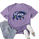 Boy Mama T Shirts Floral Mama Bear Bear Mother Pattern Printed T-shirt