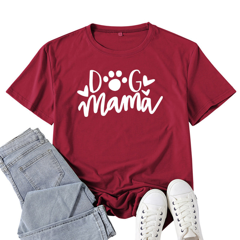 Boy Mama T Shirts Dog Mama Letter Print T-shirt