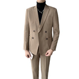 Double Brewed Seersucker Suit Men's Set Leisure Suit