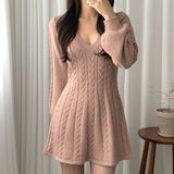Sweater Dress Outfit With Tights 2 Piece Set Sweater Skirt Knitted Dress Women's Long Black Bottom Skirt Slim