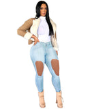 Women Plus Size Jeans High Waist Slim Fit Pencil Pants