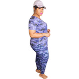 Women Plus Size Co-Ords Camouflage Slim V-neck Fashion Casual Two-Piece Suit