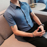 Men Shirts Solid Color Business Short Sleeve Shirt