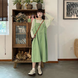 Gothic Lolita Harajuku Style Clothing Printed Suspender Skirt Solid-Colored Sun Protection Long Sleeve T-shirt Suit