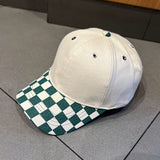Vintage Check Baseball Cap Chessboard Lattice