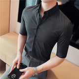 Men Shirts Slim-Fit Plaid Shirt