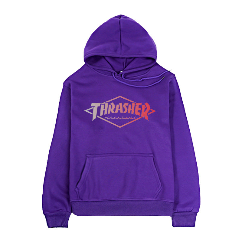 Thrasher Hoodie Flame Hip Hop Style Coat