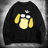 Men and Women Pokemon Pikachu Hoodie Pokémon Psyduck Crew Neck Pullover Sweatshirt