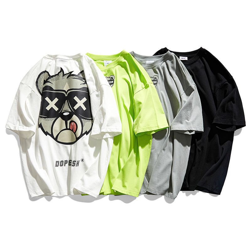 Cartoon Bear Couple Short Sleeve T-shirt Men 'S Summer Loose Round Neck Half Sleeve Student Casual