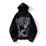 Slogan Graphic Hoodie Hoodie with Drawstrings Baggy Coat