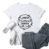 Beth Dutton Outfits Sorta Sweet Sorta Beth Dutton round Neck Casual Short Sleeve Loose plus Size Fashion T-shirt