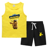 Children Pokemon Pikachu Tshirts & Shorts Summer Vest Middle Pants Sports Casual Thin Two Pieces