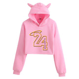 In Memory of Kobe Hoodie Kobe Peripheral Printing Casual Women Navel-Exposed Cat Ear Sweater