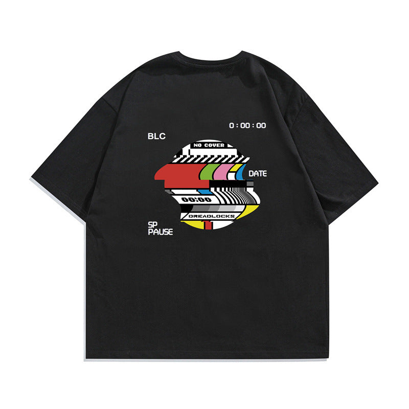 2022 Summer Man Outfits Colored Letters Printed Half Sleeve