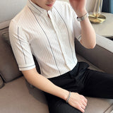 Men Shirts Slim-Fit Stretch Half-Sleeve Shirt