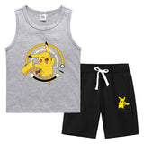 Children Pokemon Pikachu Tshirts & Shorts Vest Middle Pants Sports Casual Thin Two Pieces