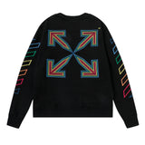 Off White Long Sleeve Round Neck Sweater Autumn And Winter Colorful Embroidery Arrow Crew Neck Pullover Sweatshirt Men And Women