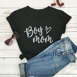 Boy Mama Hoodie Mother's Day Boy Mom Letter Heart Printing round Neck T-shirt