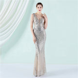 Sequin Evening Dress Long Style Long Sleeve Sequined Queen Fishtail Skirt