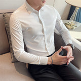 Men Shirts Autumn Striped Long Sleeve Shirt