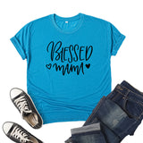 Boy Mama T Shirt Blessed Mama Printed Short Sleeve round Neck T-shirt