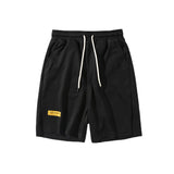 Black Pants Men's Shorts Summer Reflective Letter Print Loose Straight Casual Cropped Pants Elastic Waist Sweatpants