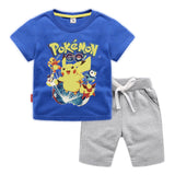 Children Pokemon Pikachu Tshirts & Shorts Cotton Short Sleeve Shorts Two Pieces Neutral